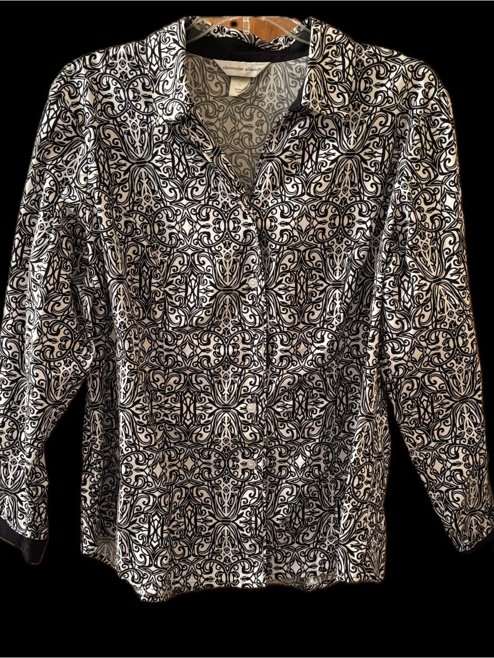 Christopher & Banks Black and White Patterned Button-Down Shirt